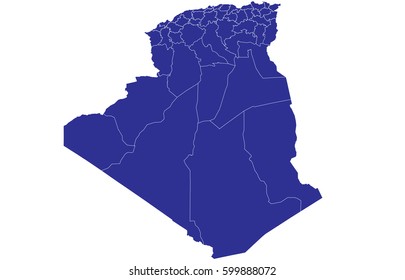 High detailed blue vector map – Algeria map