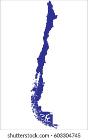 High detailed blue vector map – Chile map