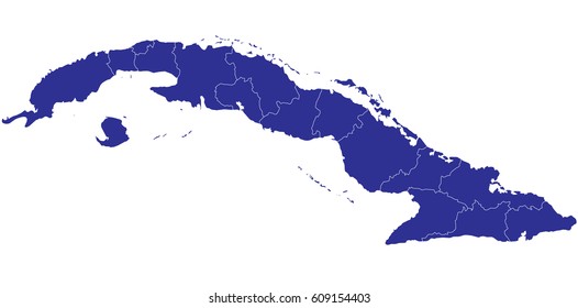 High detailed blue vector map – Cuba map