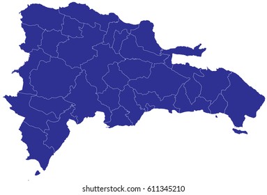 High detailed blue vector map – Dominican Republic map