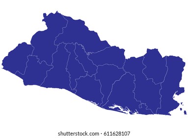 High detailed blue vector map – El Salvador map