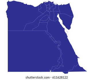 High detailed blue vector map – Egypt map