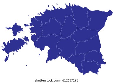 High detailed blue vector map – Estonia map