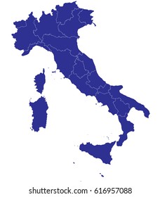High detailed blue vector map – Italy map