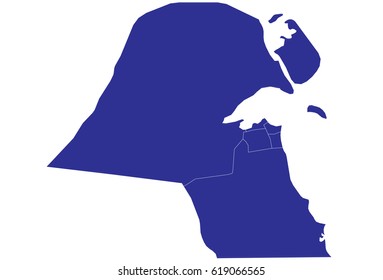 High detailed blue vector map – Kuwait map