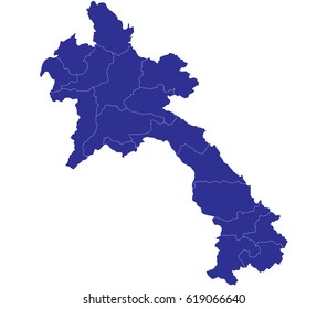 High detailed blue vector map – Laos map