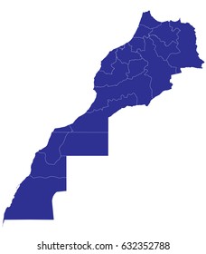 High detailed blue vector map – Morocco map