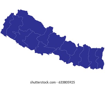 High detailed blue vector map – Nepal map