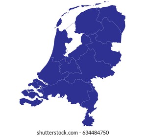 High detailed blue vector map – Netherlands map