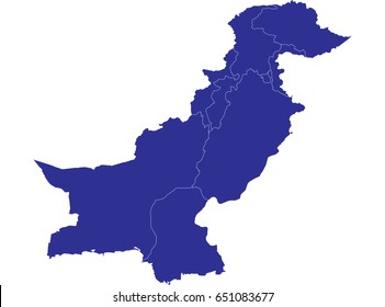 High detailed blue vector map – Pakistan map
