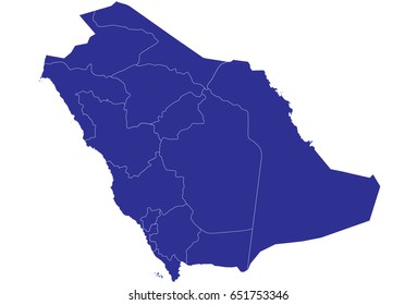 High detailed blue vector map – Saudi Arabia map