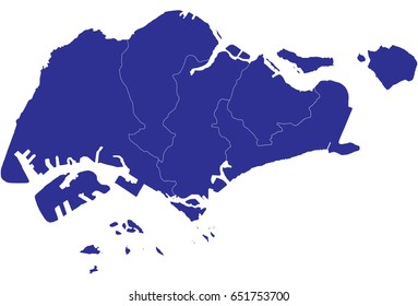 High Detailed Blue Vector Map Singapore Stock Vector (Royalty Free ...