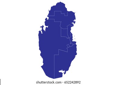 High detailed blue vector map – Qatar map