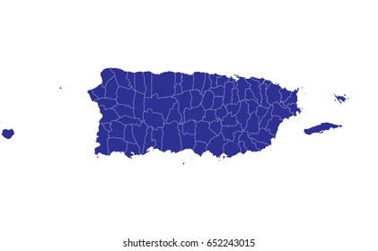 High detailed blue vector map – Puerto Rico map