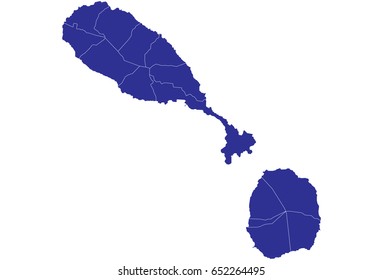 High detailed blue vector map – Saint Kitts and Nevis map