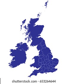 High detailed blue vector map – United Kingdom map