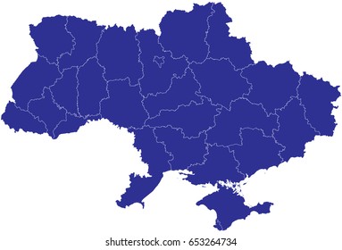 High detailed blue vector map – Ukraine map