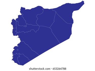 High detailed blue vector map – Syria map