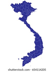 High detailed blue vector map – Vietnam map