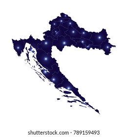 High detailed blue vector map - Croatia, Map of Croatia - Blue Geometric Rumpled Triangular , Polygonal Design For Your . Vector illustration eps 10.