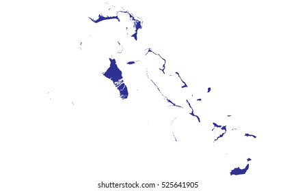 High detailed blue vector maps - Bahamas