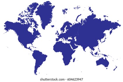 High detailed blue vector world map