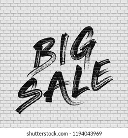 High detailed brick wall with 'BIG SALE 'painting vector illustration