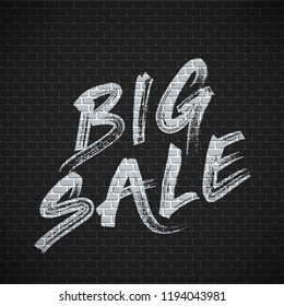 High detailed brick wall with 'BIG SALE 'painting vector illustration