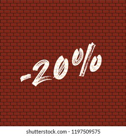 High detailed brick wall with percentage, vector illustration