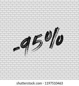 High detailed brick wall with percentage, vector illustration