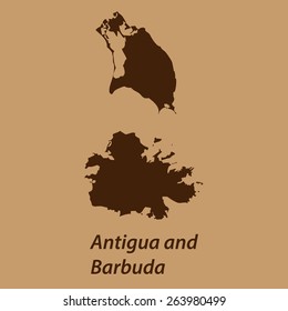 High detailed brown vector map - Antigua and Barbuda
