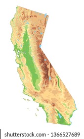 High Detailed California Physical Map.