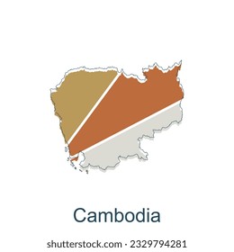 Ilustración del vector del mapa detallado de Camboya sobre fondo blanco