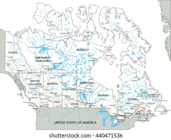 Canada Road Highway Map Vector Illustration Stock Vector (Royalty Free ...