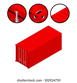 High detailed cargo container isometric vector illustration. Isolated in white background.
