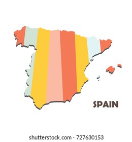 A high detailed colorful band map of Spain