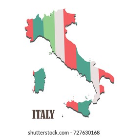 A high detailed colorful band map of Italy