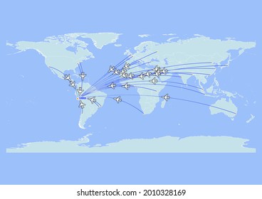 High detailed concept vector travel map for flights to Lima-Peru from major cities around the world. Vector suitable for digital editing and prints of all sizes.