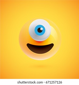 High detailed cyclops smiley, vector illustration