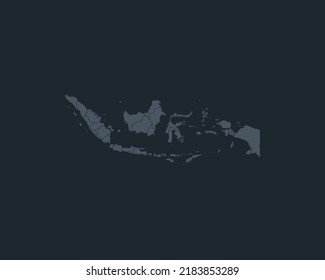 High Detailed Dark Map of Indonesia on White isolated background, Vector Illustration EPS 10