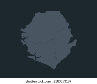 High Detailed Dark Map of Sierra Leone on White isolated background, Vector Illustration EPS 10