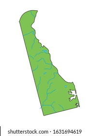 High detailed Delaware physical map