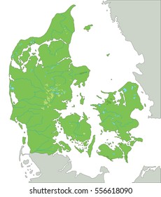 High detailed Denmark physical map.