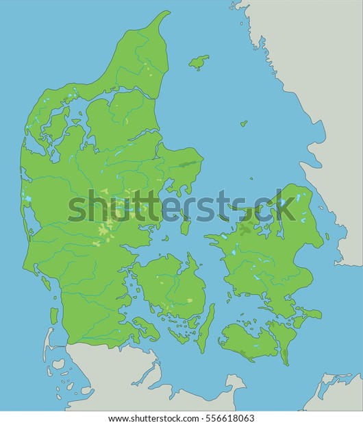 High Detailed Denmark Physical Map Stock Vector Royalty Free High Detailed Denmark Physical Map 600w 556618063