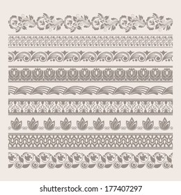 High detailed elegant vector borders. Set of decorative tapes. Original author'??s design, EPS-8.