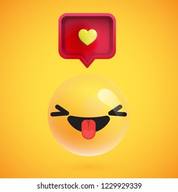 High detailed emoticon with a heart sign, vector illustration