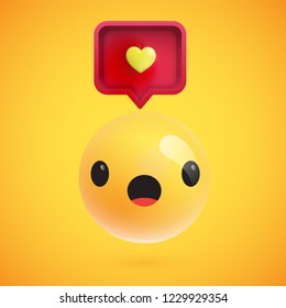 High detailed emoticon with a heart sign, vector illustration