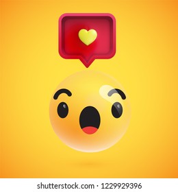 High detailed emoticon with a heart sign, vector illustration