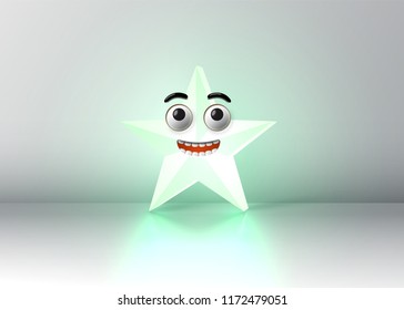 High detailed emoticon star, vector illustration