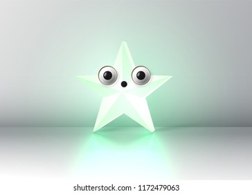 High detailed emoticon star, vector illustration